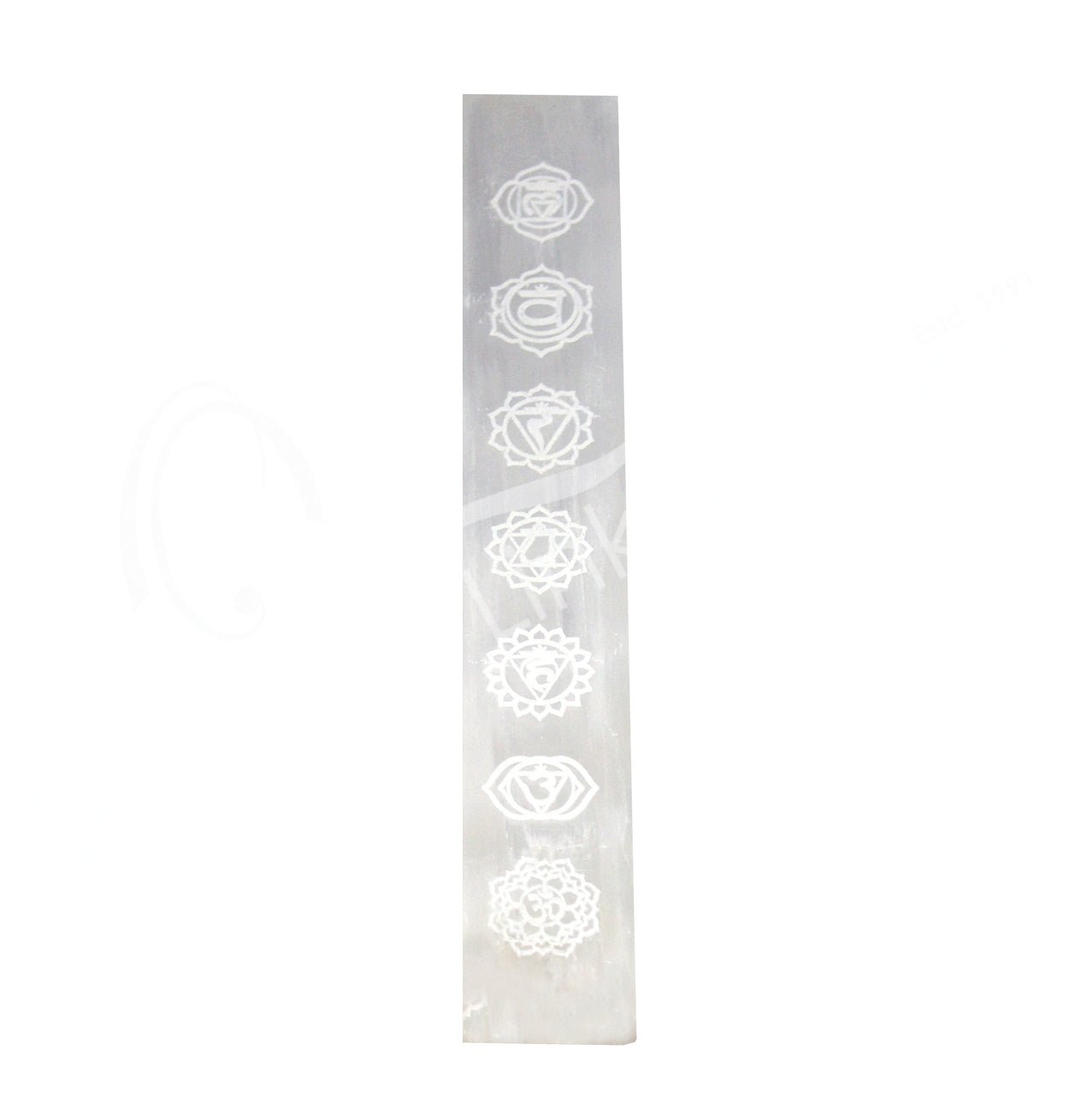 Charger | Selenite With Chakra Engraved 10×1.5″ - Spiral Circle
