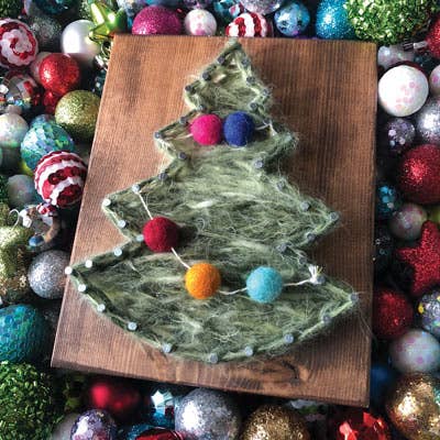 Christmas Tree Mini String Art Kit - DIY | Holiday - Spiral Circle