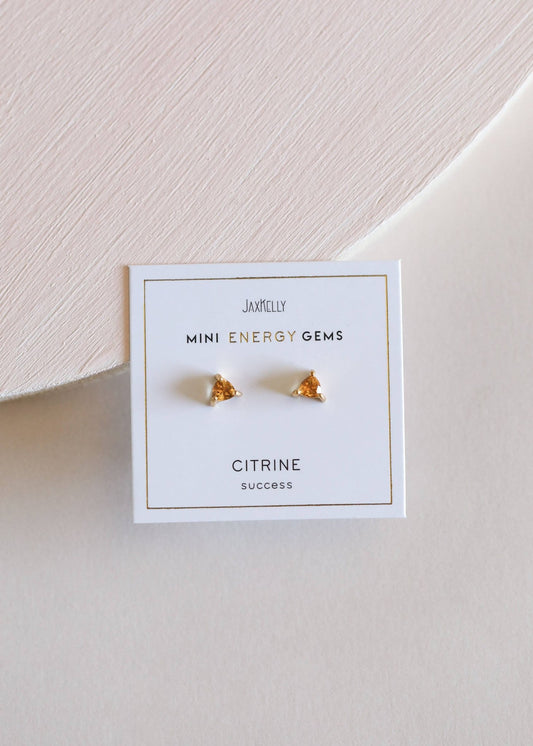 Citrine Mini Energy Gems Earrings | 18K Sterling Silver - Spiral Circle