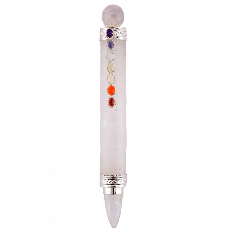 Clear Quartz Chakra Healing Wand - Spiral Circle