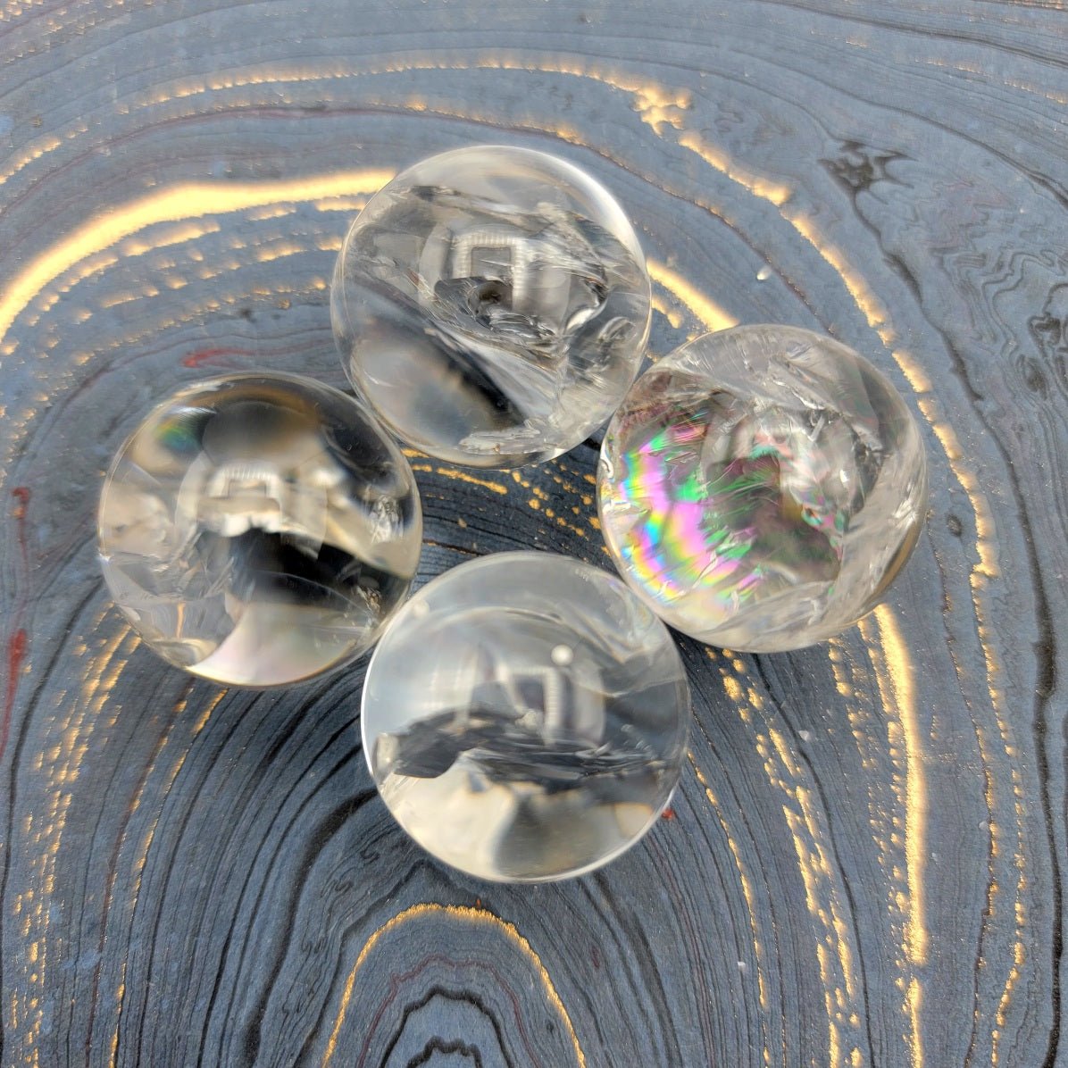 Clear Quartz Sphere - Spiral Circle