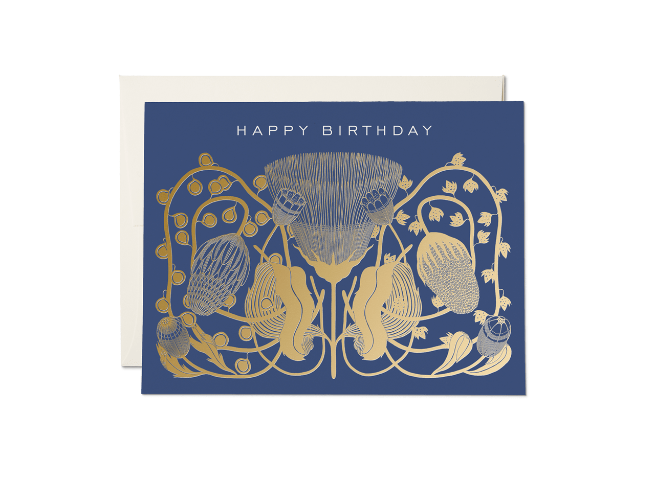 Cobalt Happy Birthday Card - Spiral Circle