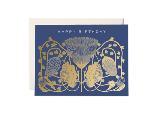 Cobalt Happy Birthday Card - Spiral Circle