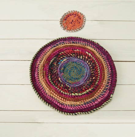 Colored Jute Mat | 12.75" - Spiral Circle