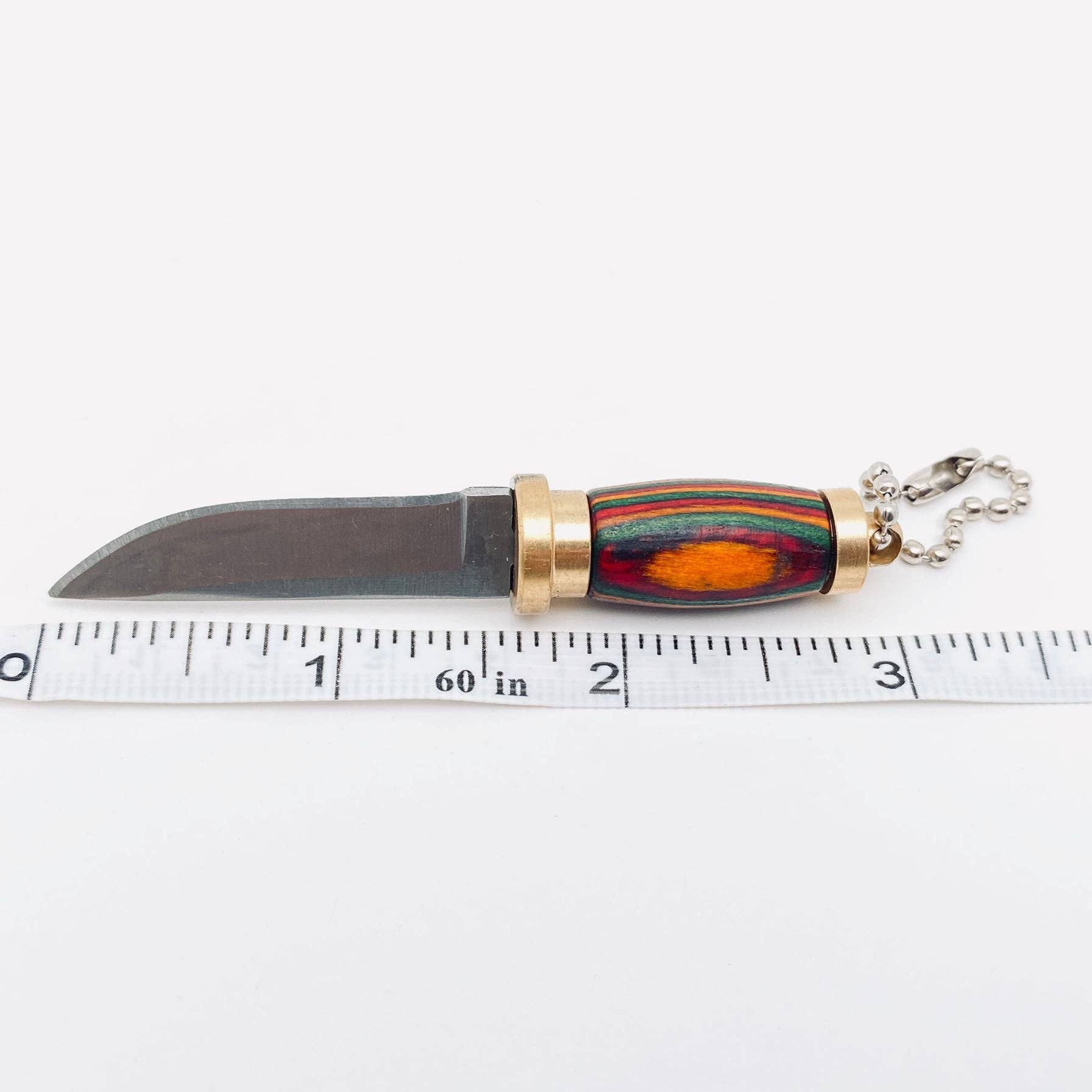 Colored Wood Handle Portable Mini Knife with Protective Cove - Spiral Circle