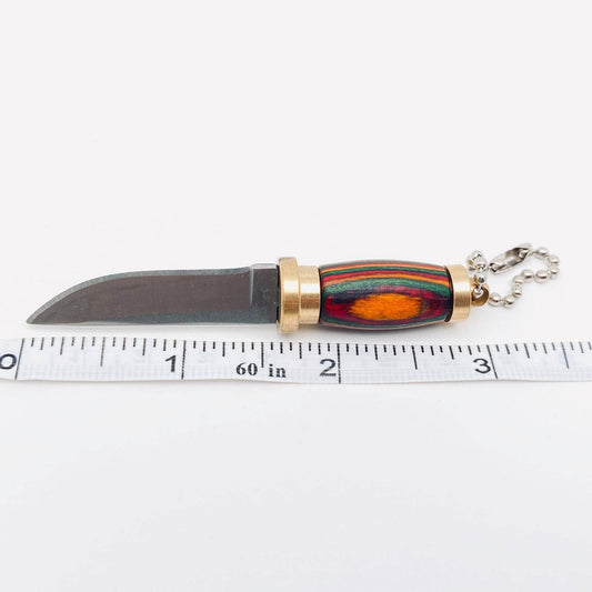 Colored Wood Handle Portable Mini Knife with Protective Cove - Spiral Circle