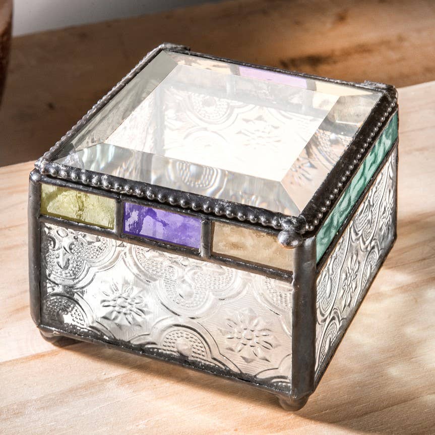 Colorful Purple Turquoise Blue Green Glass J Devlin Box - Spiral Circle