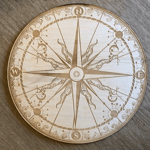 Compass Crystal Grid | 4 inches - Spiral Circle