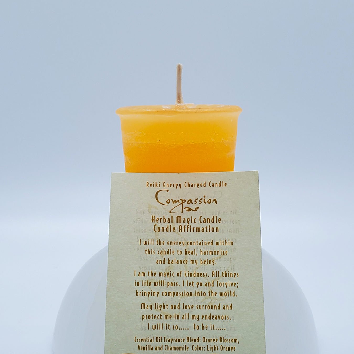 Compassion | Light Orange | Votive Intention Candle | Reiki Charged - Spiral Circle