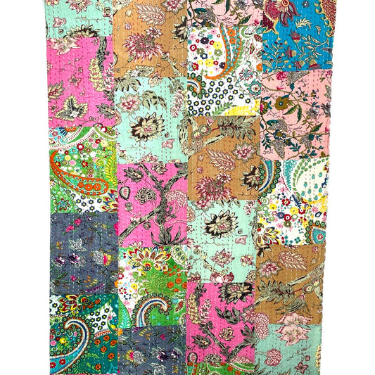 Cotton Patchwork Kantha Quilt | Extra Large - Spiral Circle