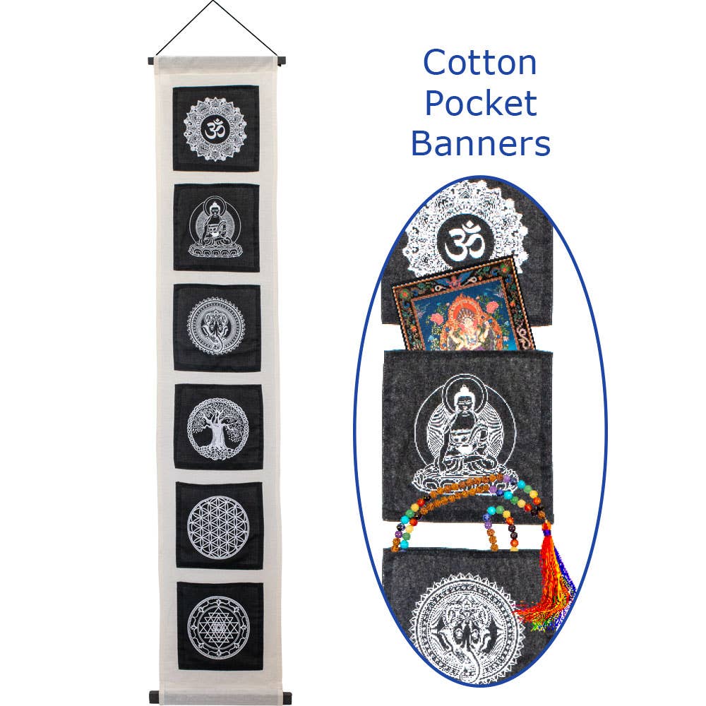 Cotton Pocket Banner - Sacred Symbols (Each) - Spiral Circle