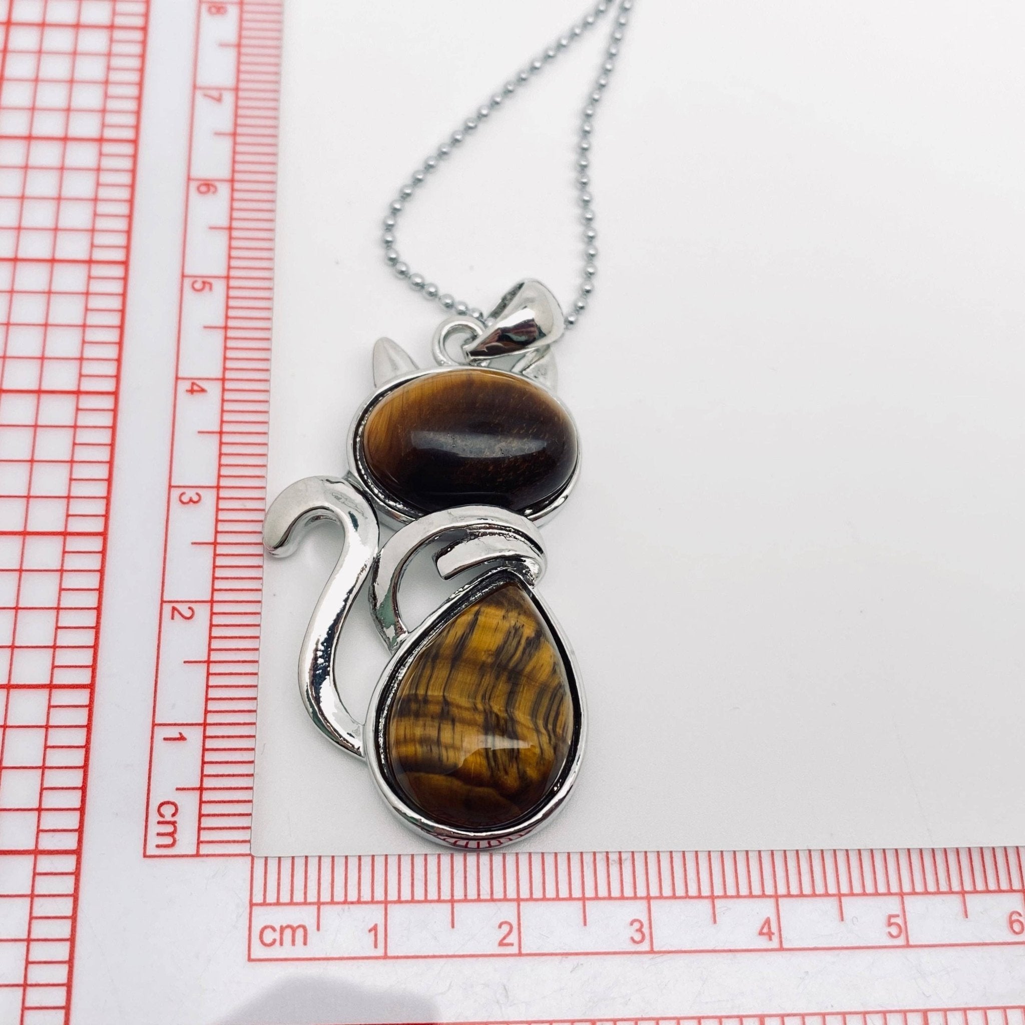 Crystal Cat Pendant Necklace - Spiral Circle