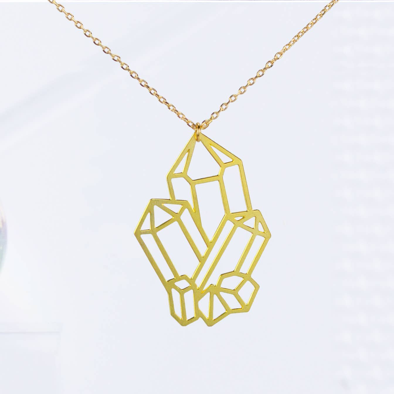 Crystal Cluster Necklace | Gold Plated - Spiral Circle