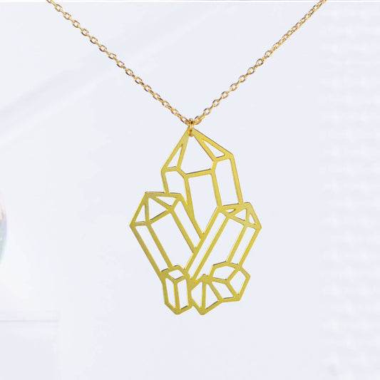 Crystal Cluster Necklace | Gold Plated - Spiral Circle