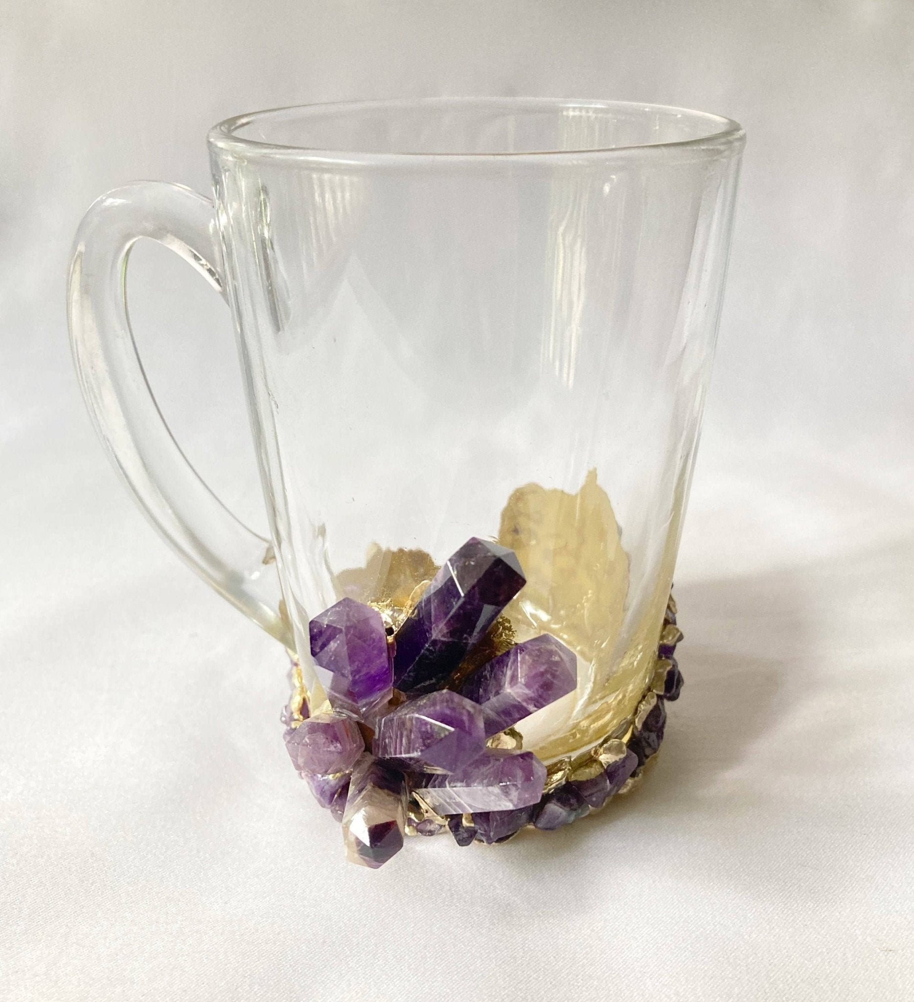 Crystal Glass Tea/Coffee Mug | Purple Agate | 11oz - Spiral Circle