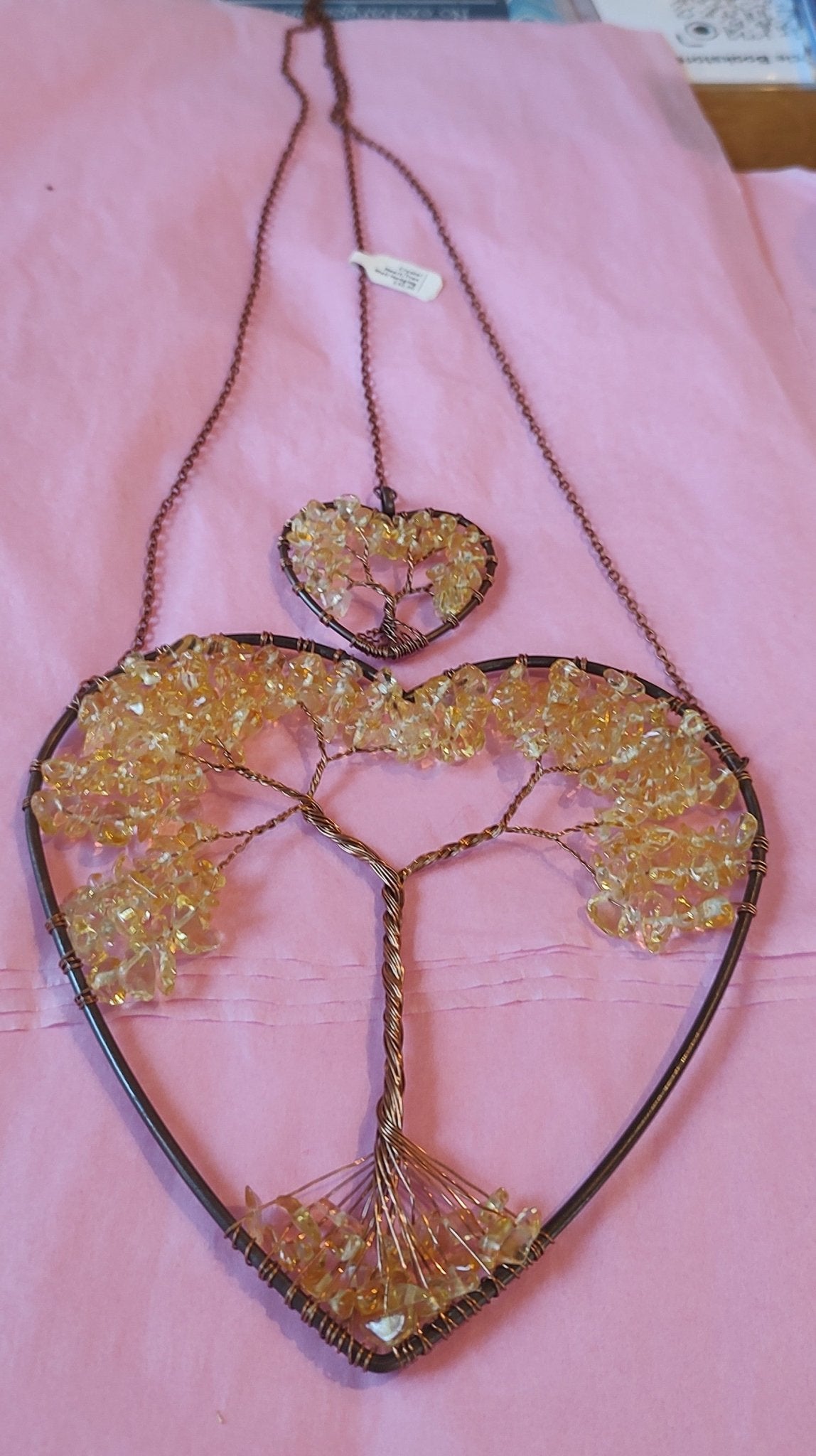 Crystal Heart and Tree of Life Wall Hanging - Spiral Circle