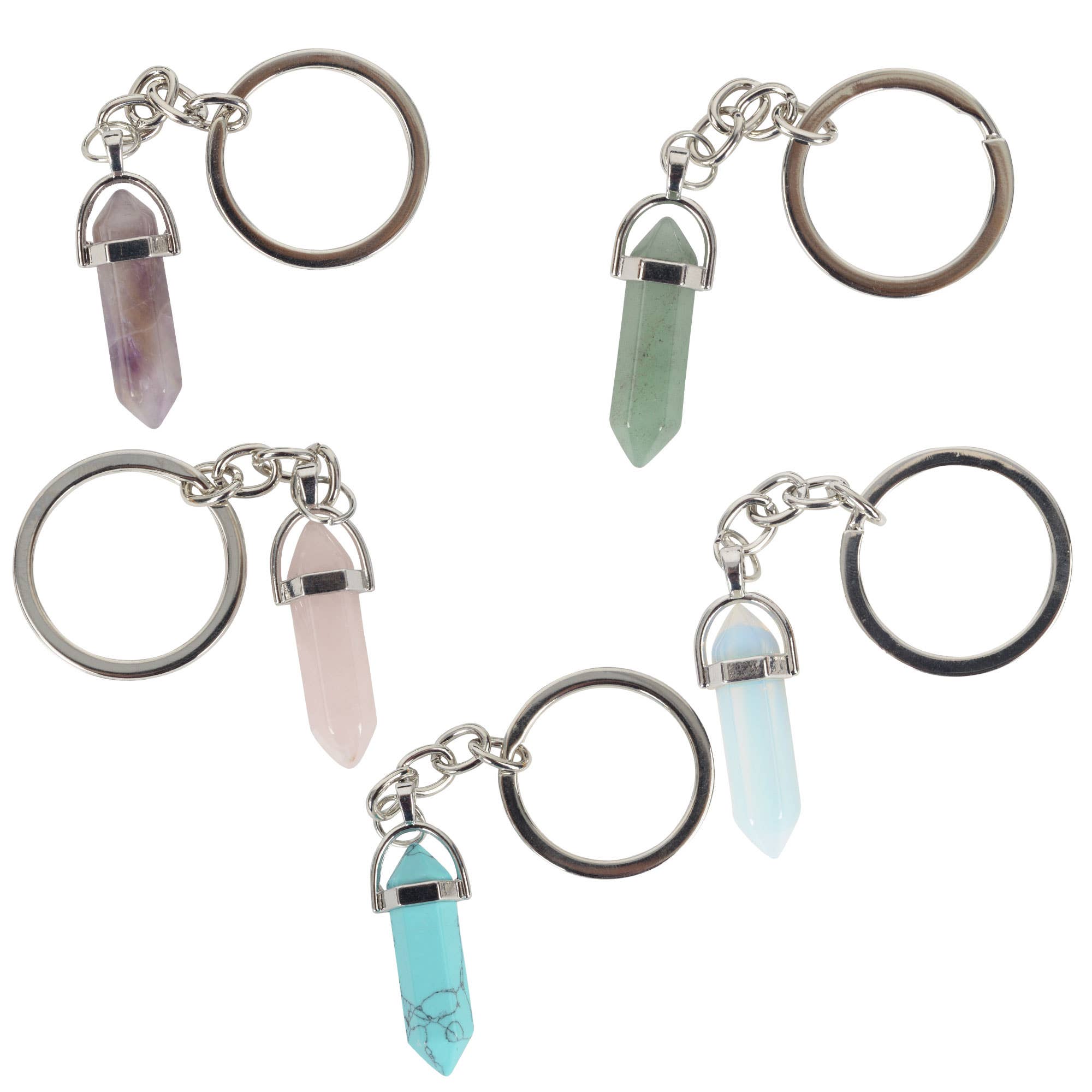 Crystal Point Keychains - Spiral Circle