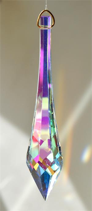Crystal Rainbow Maker Suncatcher | 100mm Slender Icicle AB - Spiral Circle