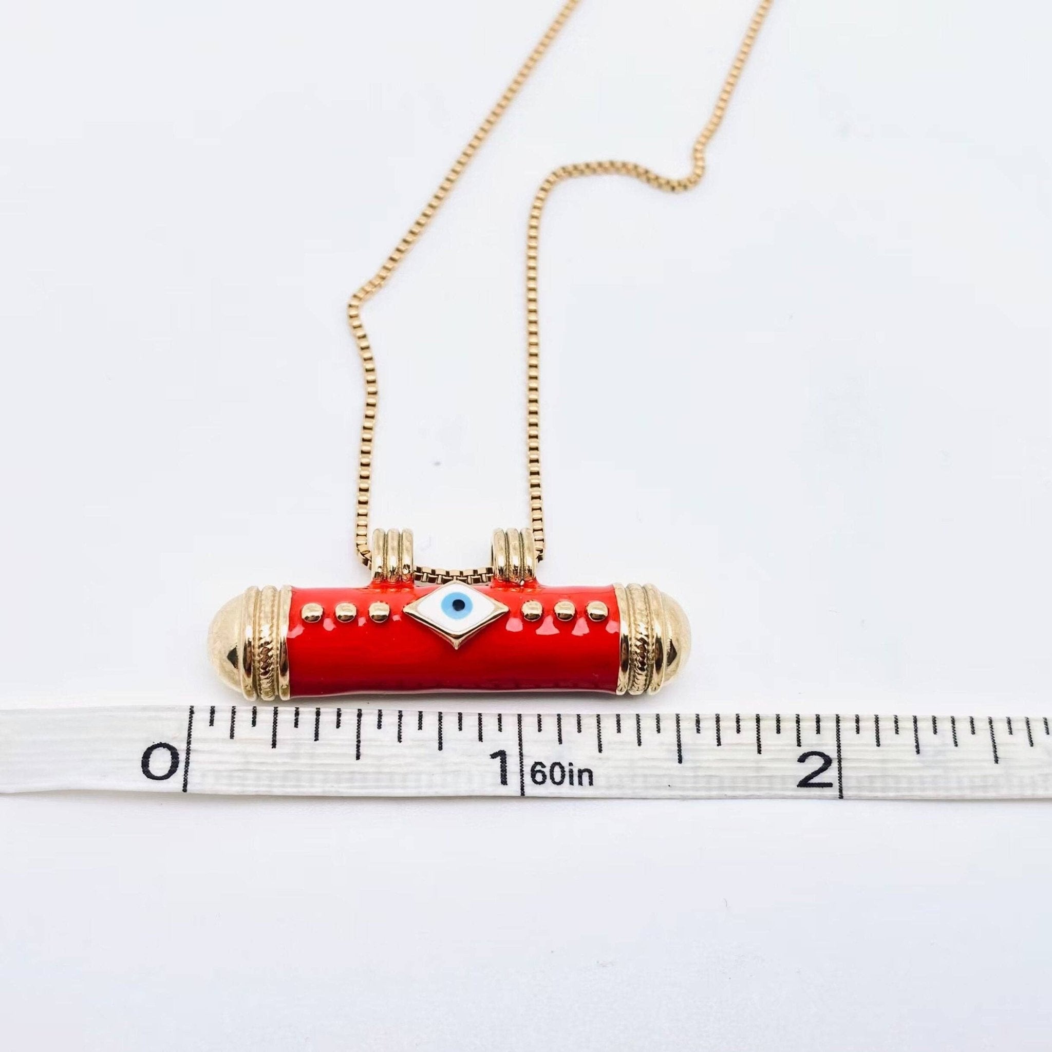 Cylinder Evil Eye Necklace | Assorted - Spiral Circle