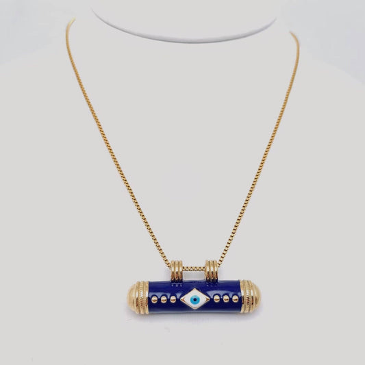 Cylinder Evil Eye Necklace | Assorted - Spiral Circle