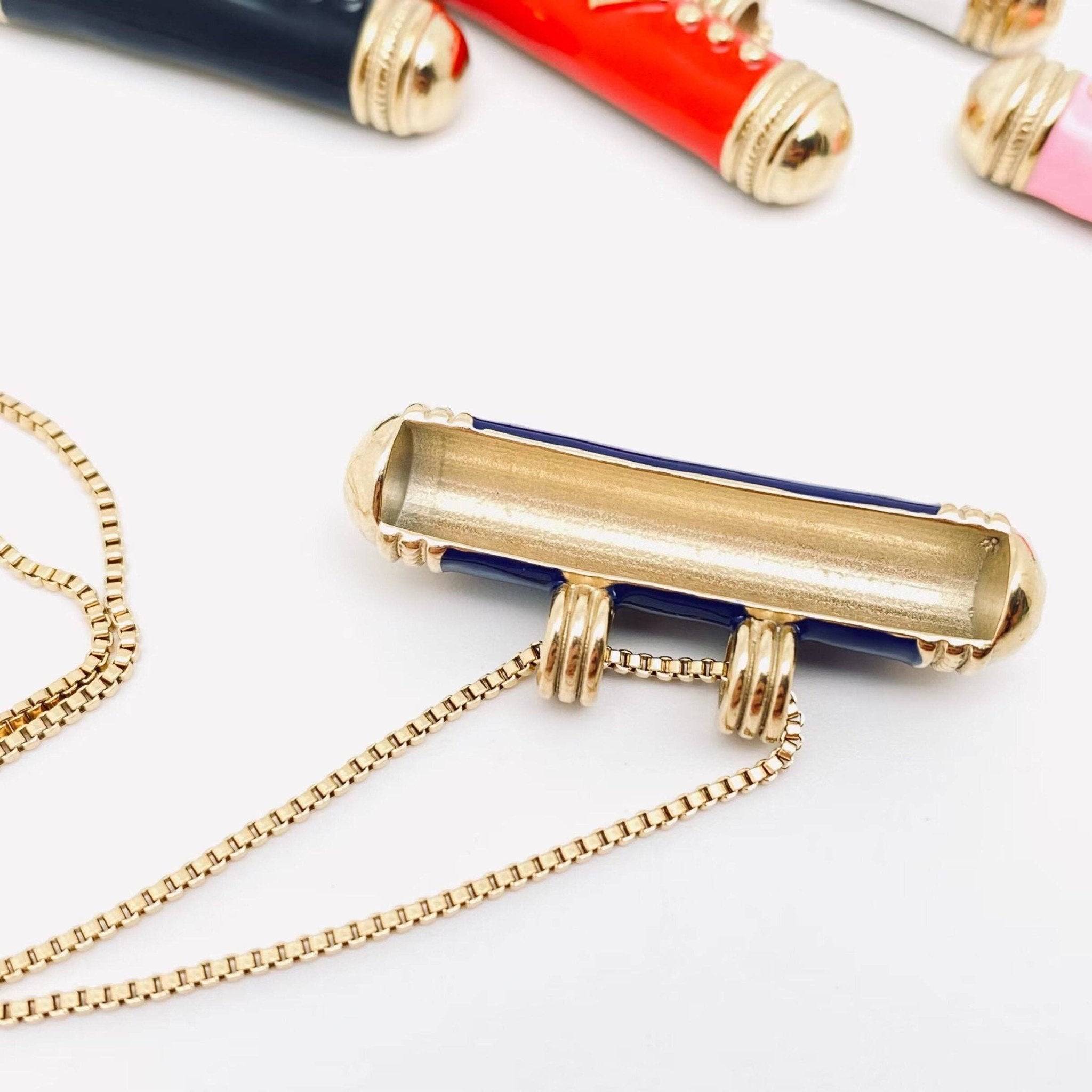 Cylinder Evil Eye Necklace | Assorted - Spiral Circle