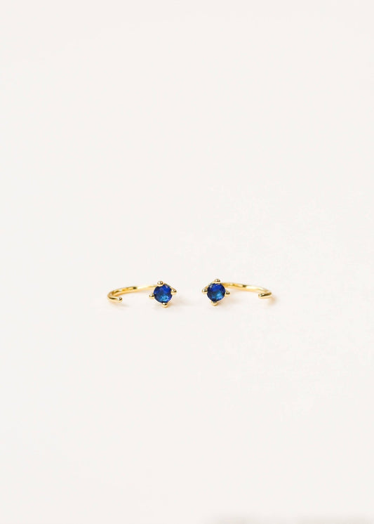 CZ Huggies | Sapphire - Spiral Circle