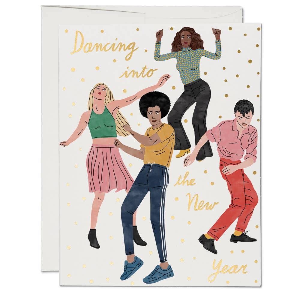 Dancing Into The New Year | Holiday Greeting Card - Spiral Circle