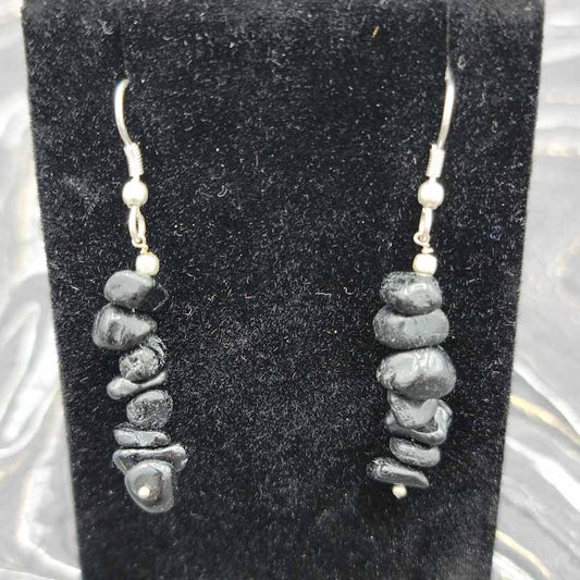 Dangling Crystal Chip Earrings - Spiral Circle