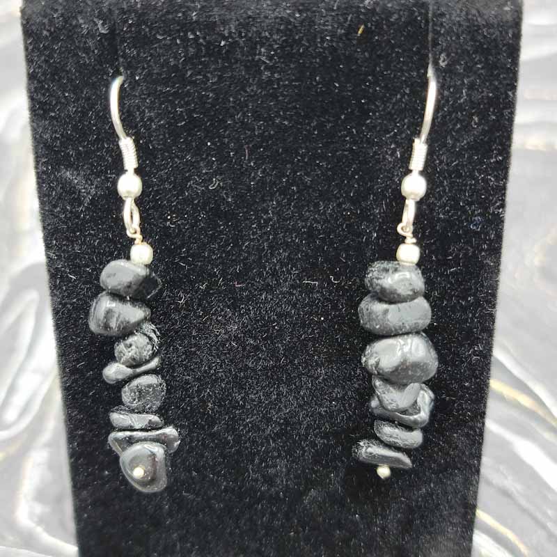 Dangling Crystal Chip Earrings - Spiral Circle