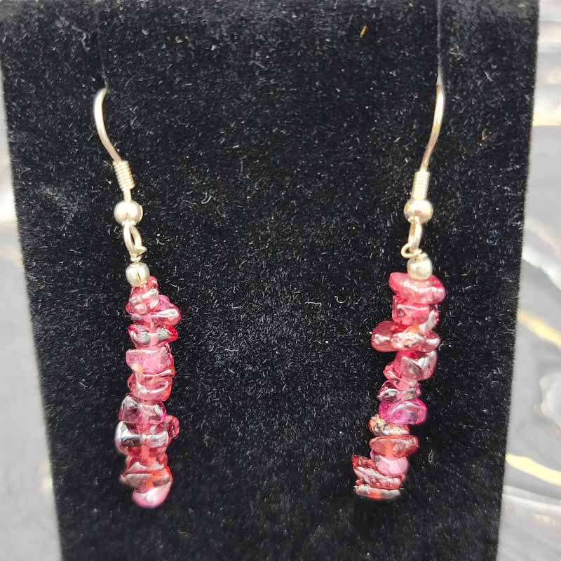 Dangling Crystal Chip Earrings - Spiral Circle