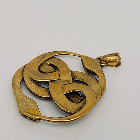 Double Snake Wound Stainless Steel Pendant - Spiral Circle