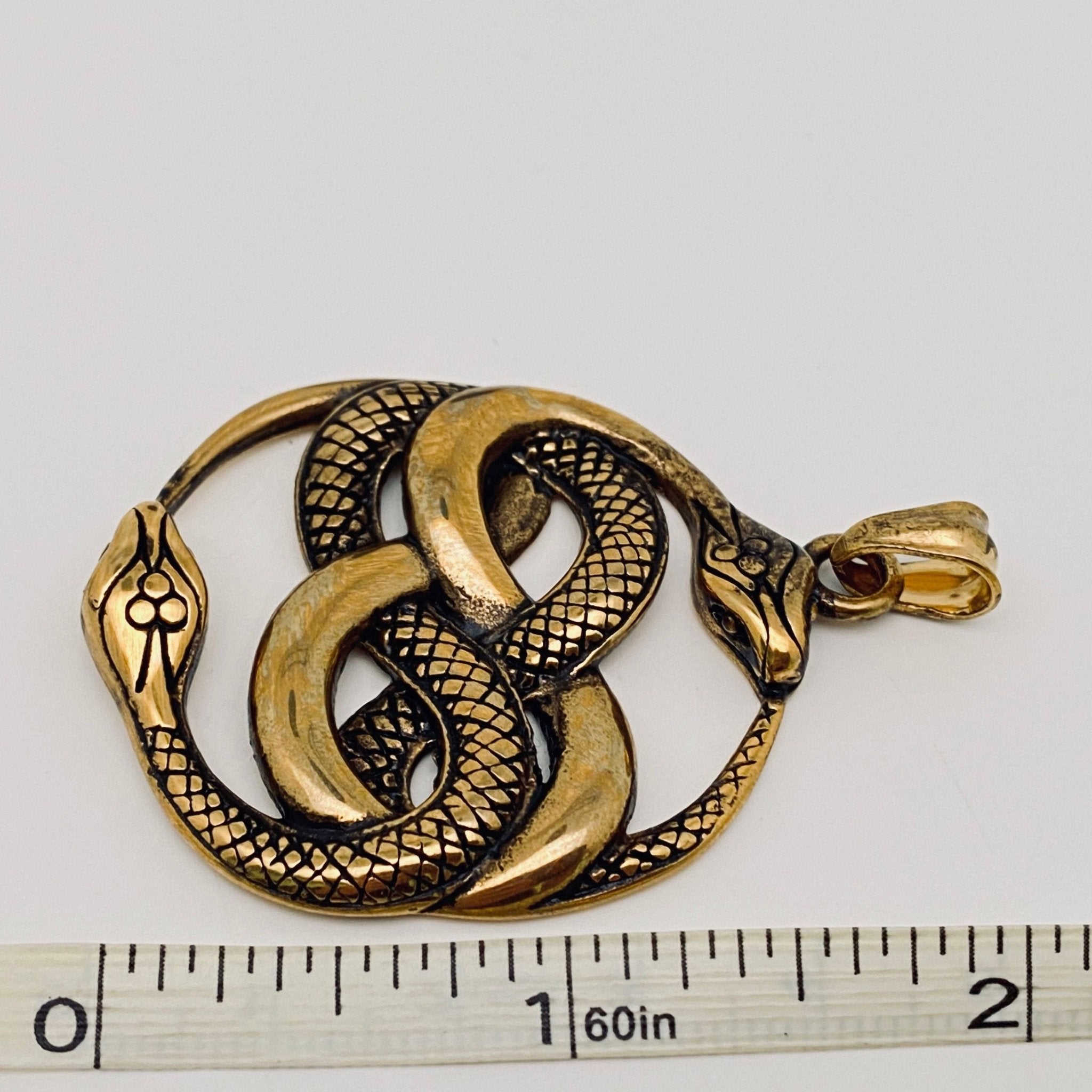 Double Snake Wound Stainless Steel Pendant - Spiral Circle