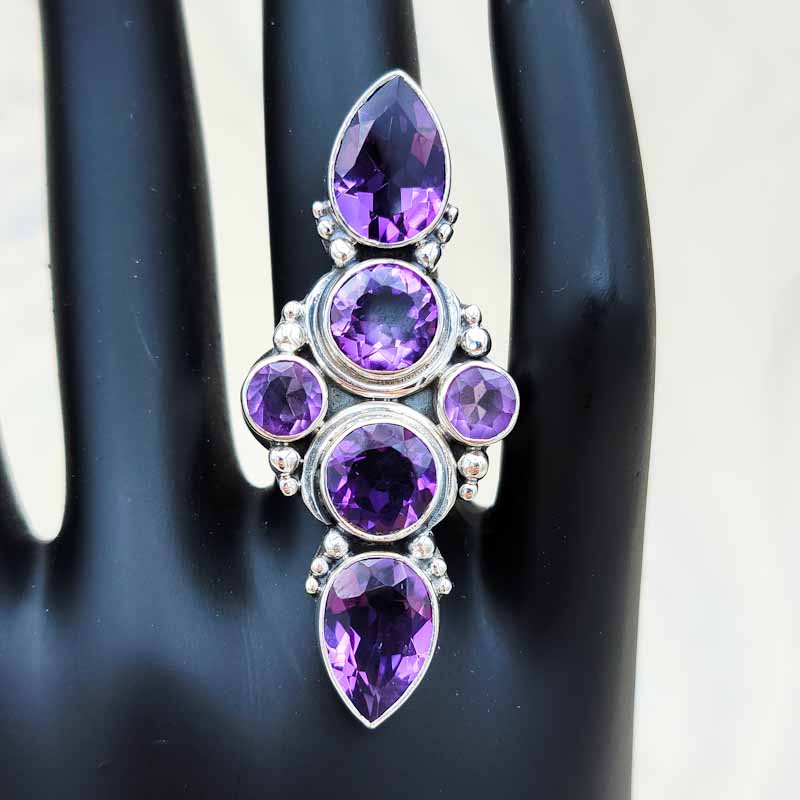 Empress Amethyst Ring | Three Tiered - Spiral Circle