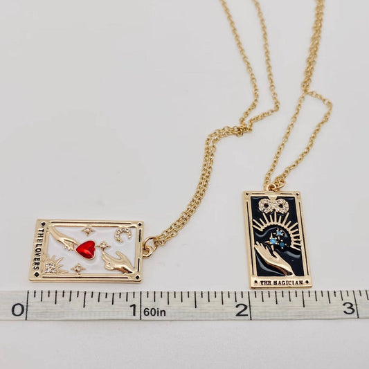 Enamel Tarot Inlay Necklace - Spiral Circle