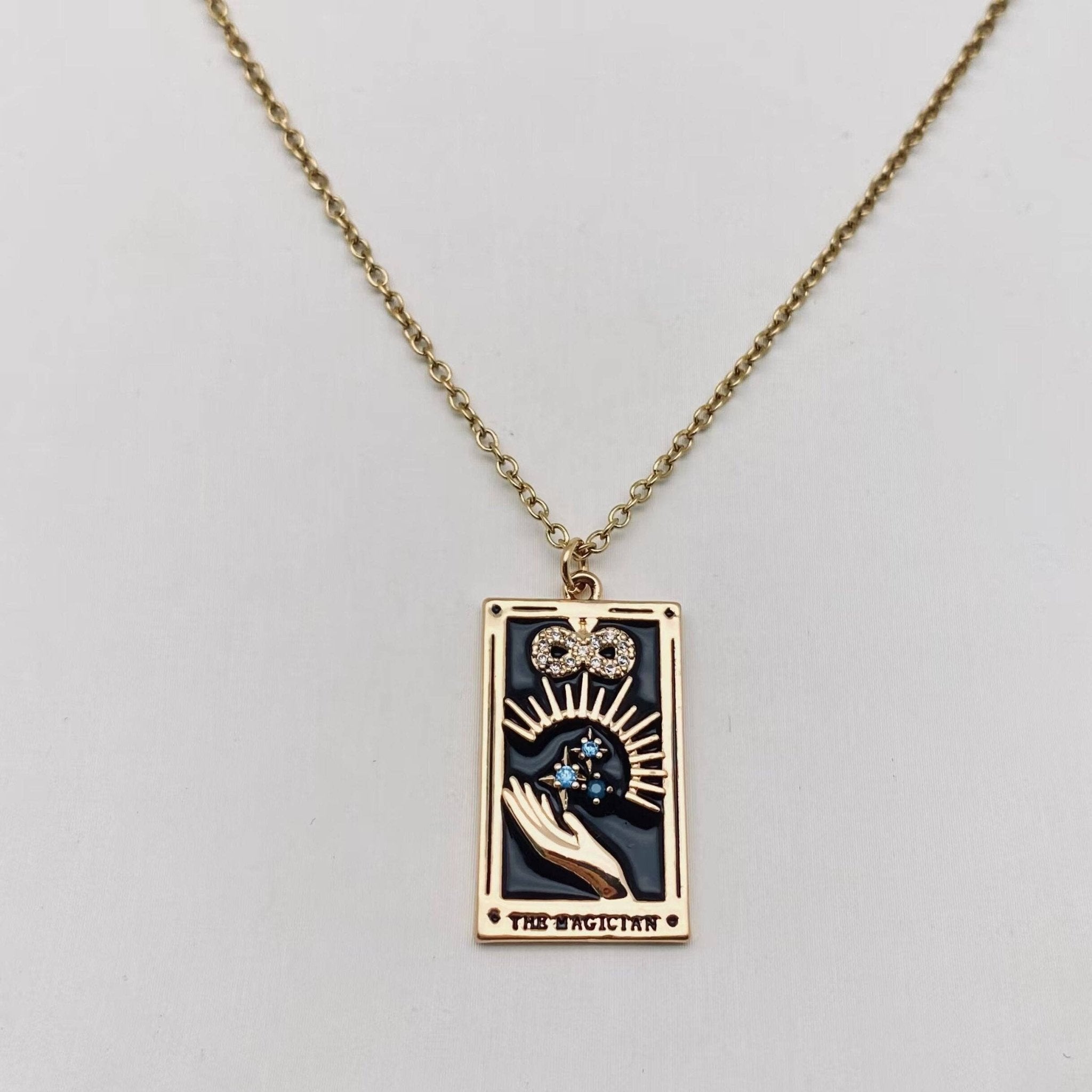 Enamel Tarot Inlay Necklace - Spiral Circle