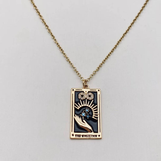 Enamel Tarot Inlay Necklace - Spiral Circle