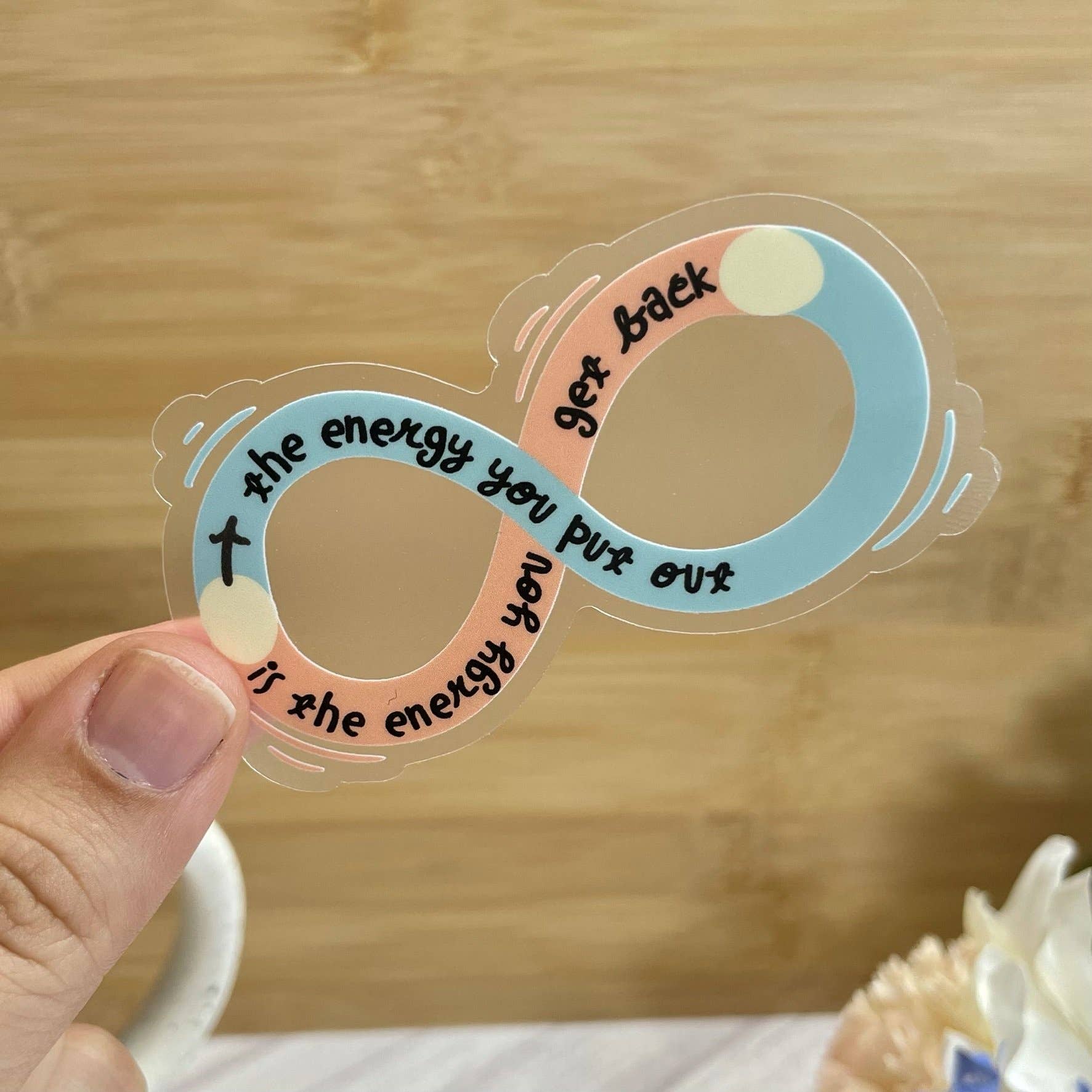 Energy Comes Around | Clear Sticker - Spiral Circle