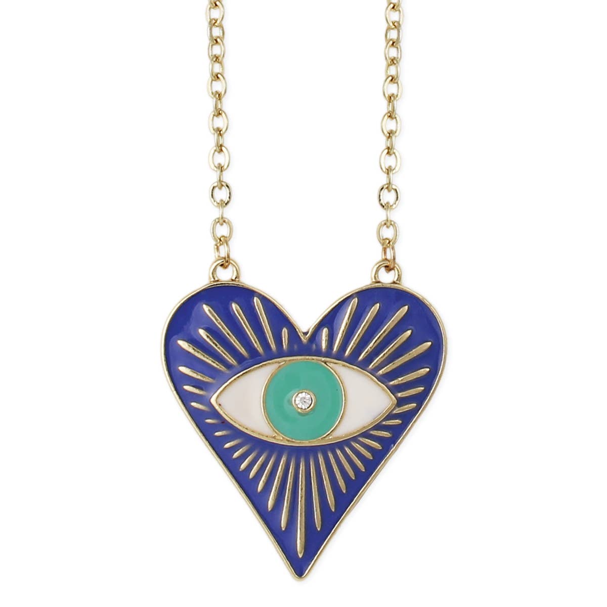 Enlightened Eye Heart Enamel Necklace - Spiral Circle