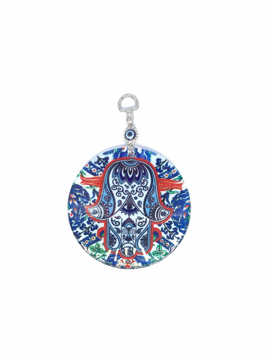 Evil Eye Fusion Glass Hamsa | Large - Spiral Circle