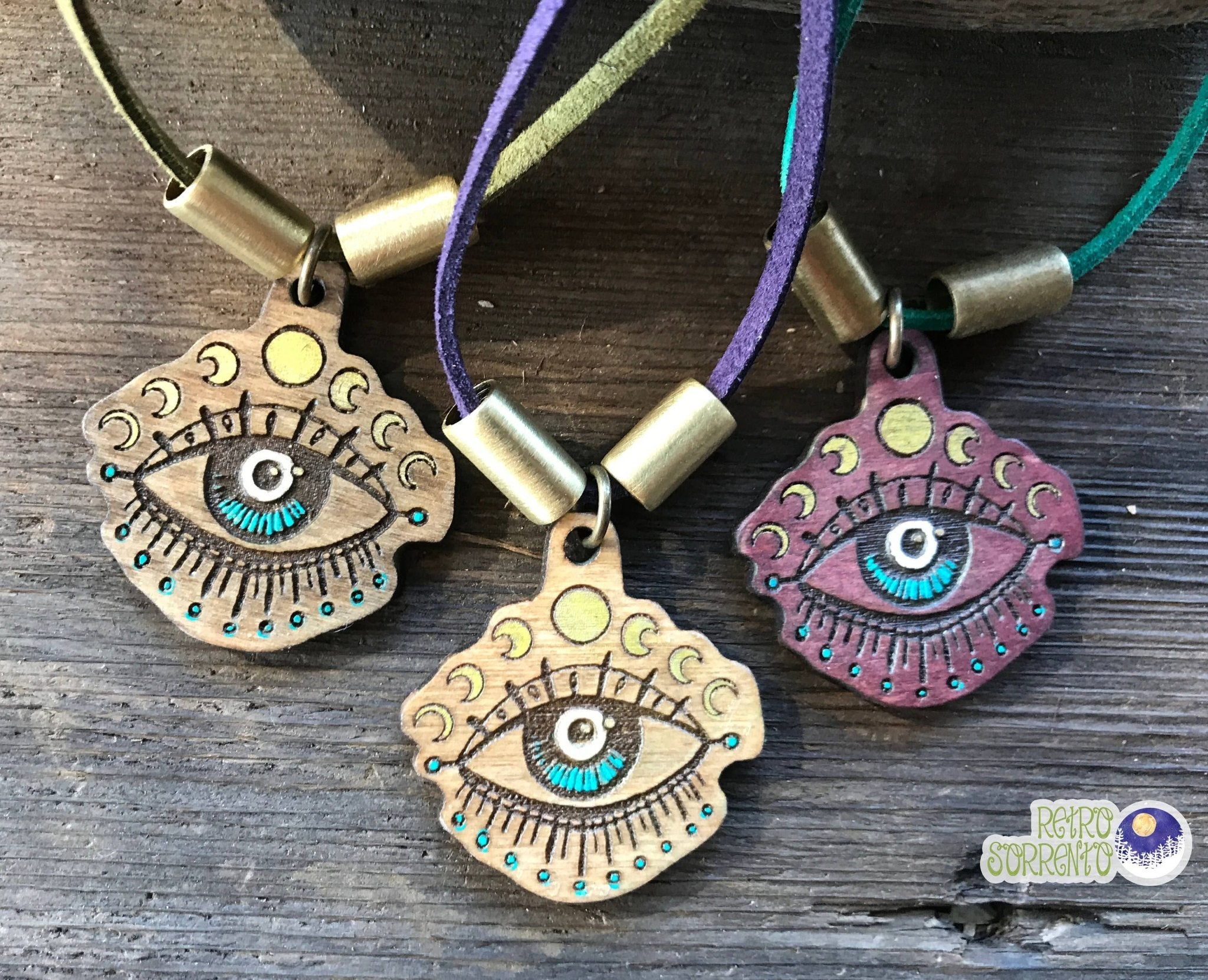 Evil Eye Moon Phases Protecting Necklace - Spiral Circle