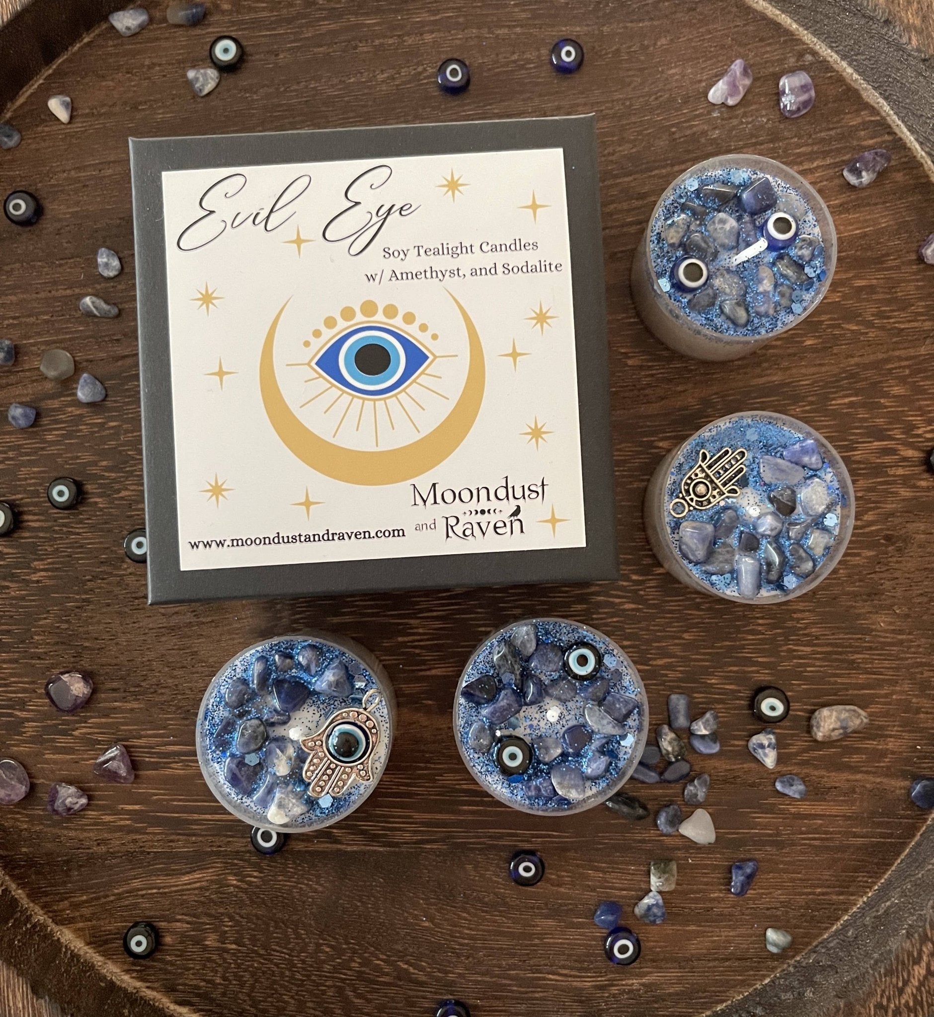 Evil Eye Tealight Crystal Candles | Ritual Candles - Spiral Circle