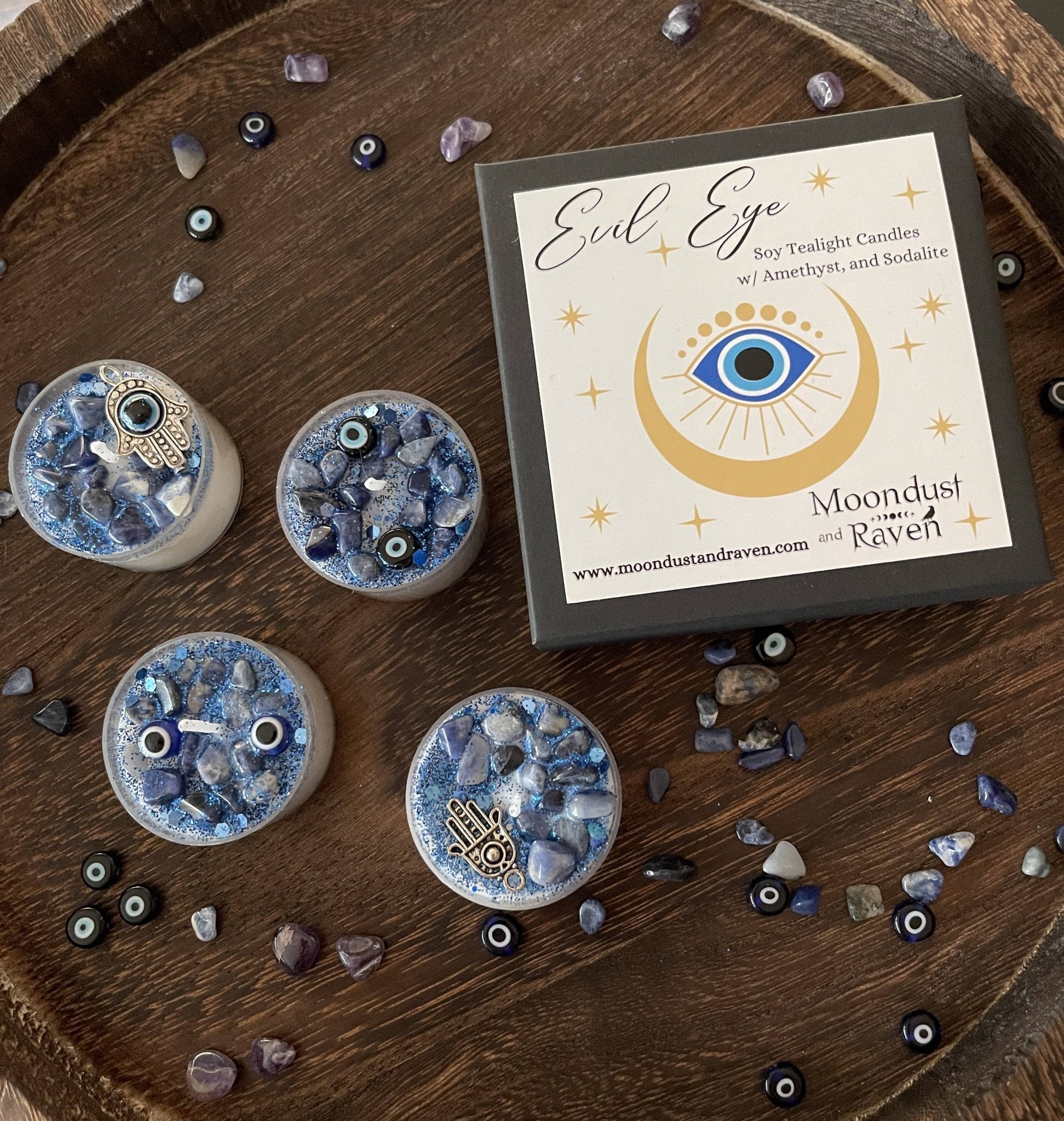Evil Eye Tealight Crystal Candles | Ritual Candles - Spiral Circle