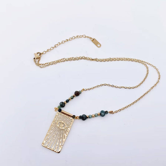 Eye Charm African Turquoise Necklace - Spiral Circle