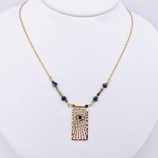 Eye Charm African Turquoise Necklace - Spiral Circle