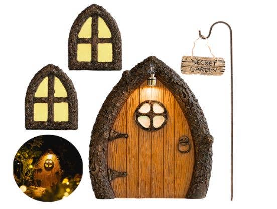 Fairy door with light and windows – Glow in The Dark - Spiral Circle