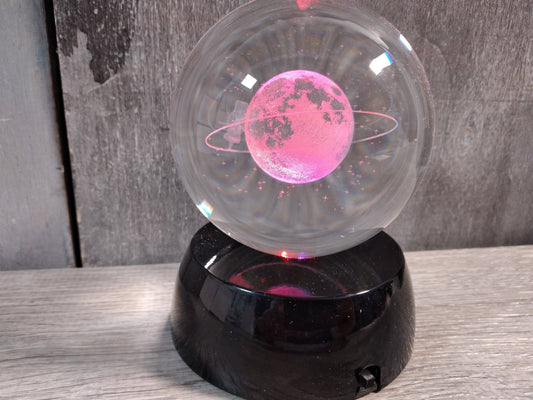 Fairy Orbit the Earth | Laser Engraved 80mm Glass Sphere - Spiral Circle