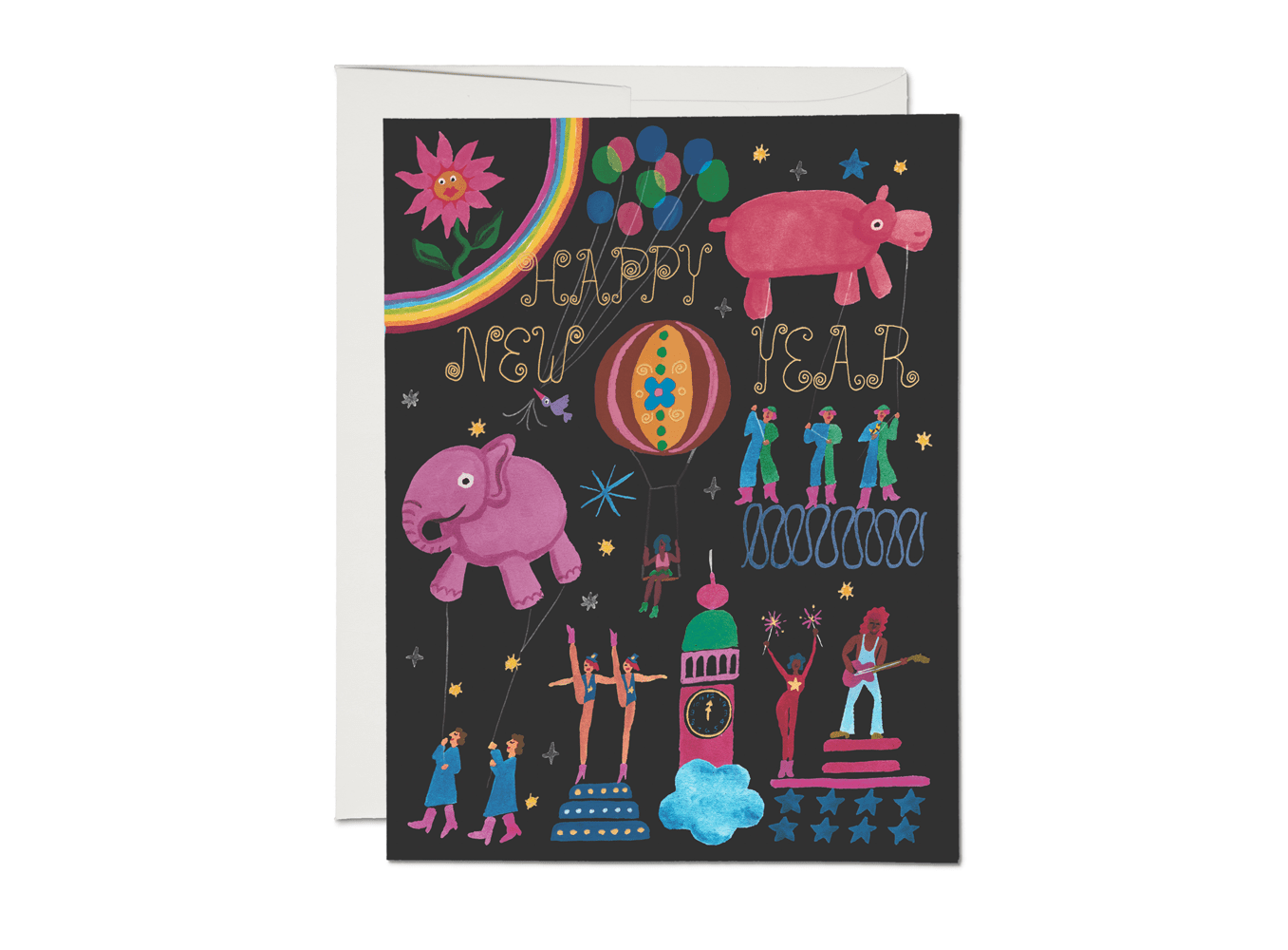 Fantastical New Year Holiday Greeting Card - Spiral Circle