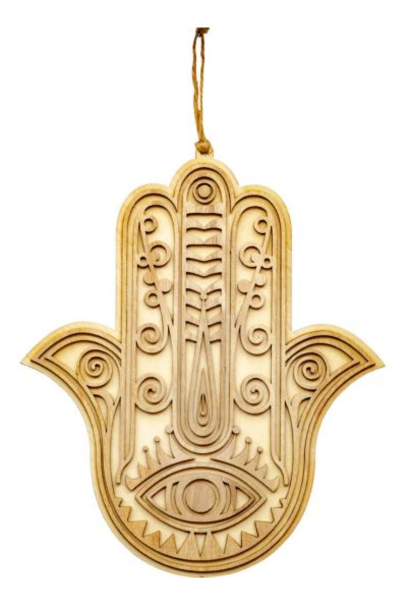 Fatima Hand | Wood Wall Decor - Spiral Circle