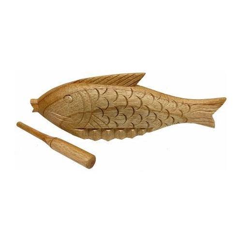 Fish Scraper or Wood Block Musical Instrument - Large - Spiral Circle