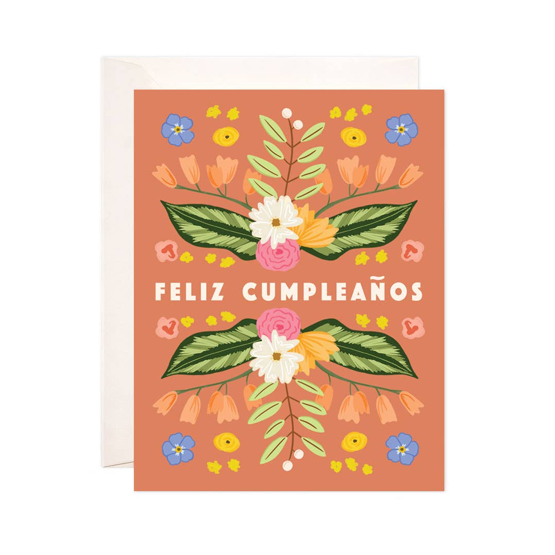 Floral Feliz Greeting Card - Spiral Circle